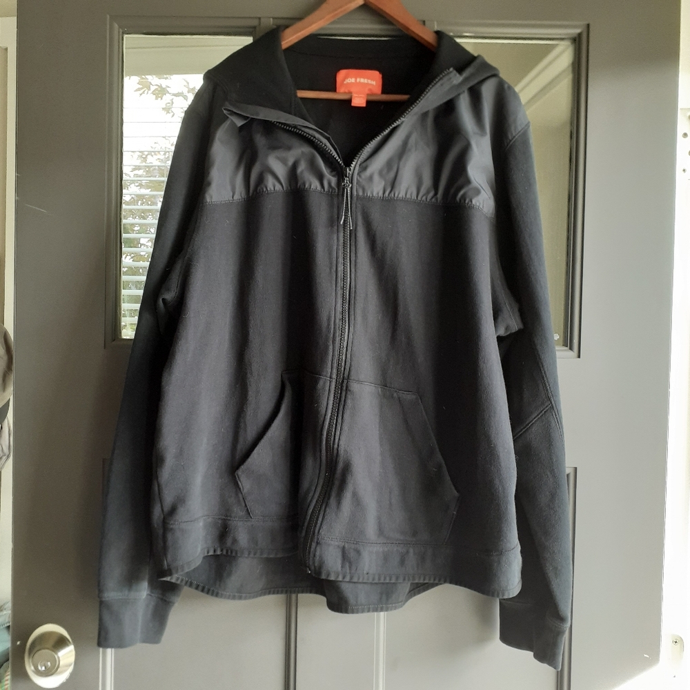 Joe Fresh Black Zip-Up Men's Hooded Jacket Size 2XL